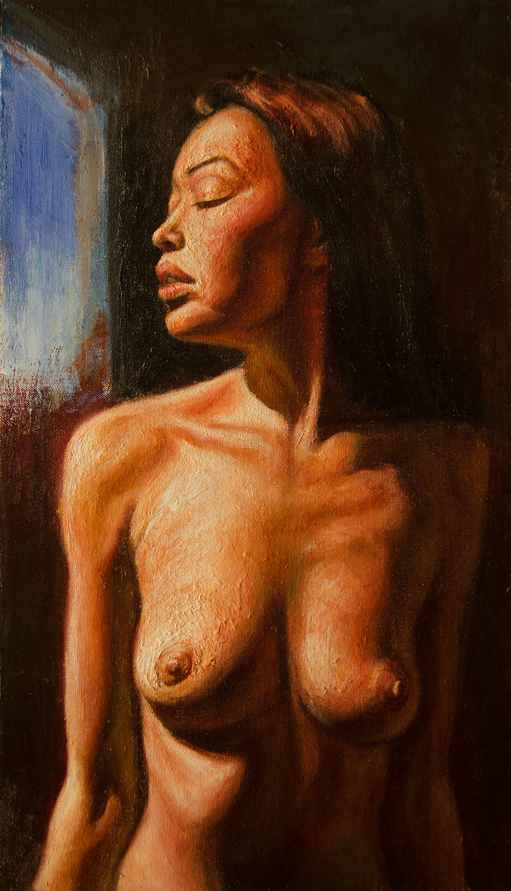 Asian girl. Oil on canvas. 53x91 cm.